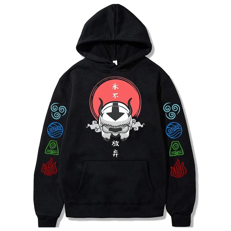 90s Casual Sweatshirts Avatar The Last Airbender Y2k Mens Hoodies Streetwear Hip Hop Harajuku Pullovers Fashion Mange Clothes