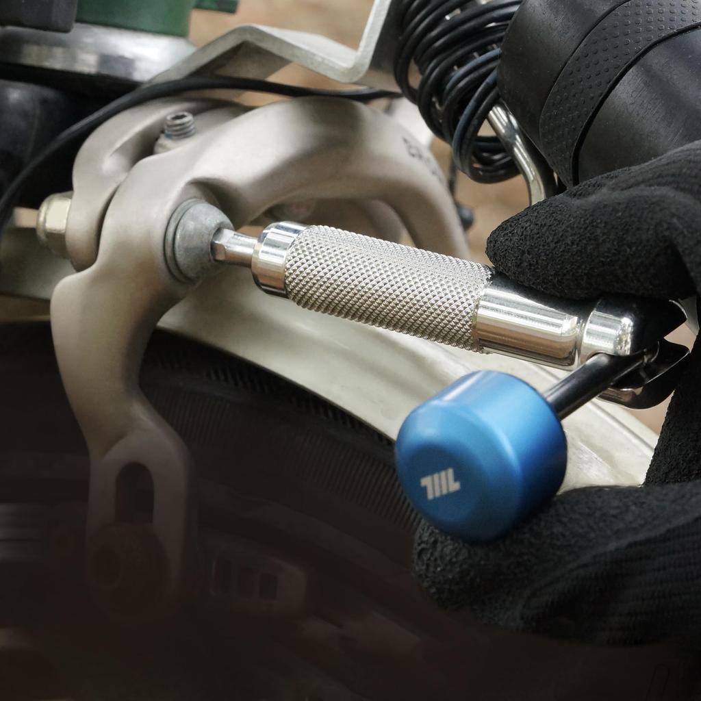 711L Lollipop Bit Driver Pocket EDC Screwdriver with Retractable Lever for Extra Torque Interchangeable Hex Bit Driver Steel - - 1/4" (Stainless Blue)