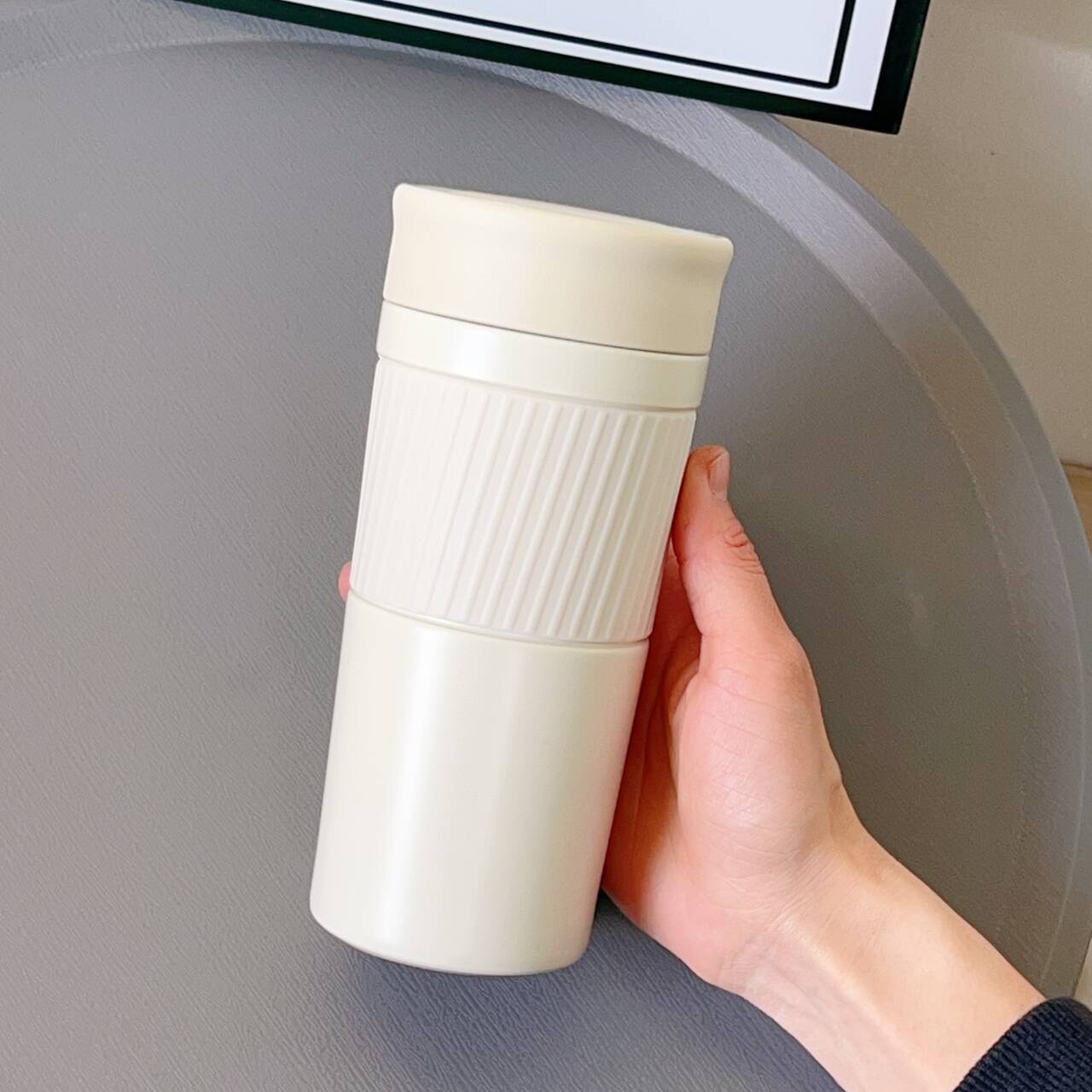 

Simple Thermos Cup Ladies Stylish Tea Drink Cup with Tea Beverage Compartment Student Portable Steel Cup Durable Durable Useful 420ml