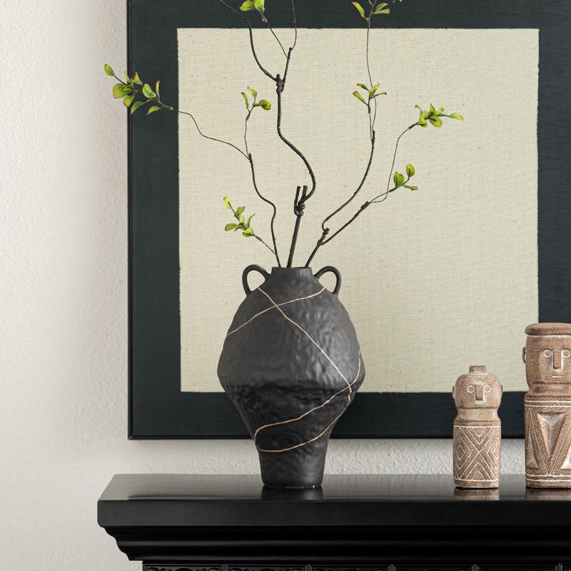 Ceramic Vase Graffiti Pattern Vintage Flower Ware Floral Arrangement Accessories Flower Vase Terrarium Home Decoration
