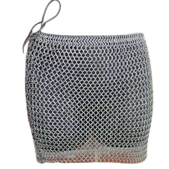 Midhalese Aluminum Chainmail Skirt, Lightweight Anodized Festival Skirt, Women's Metallic Mesh  Rave  Costume