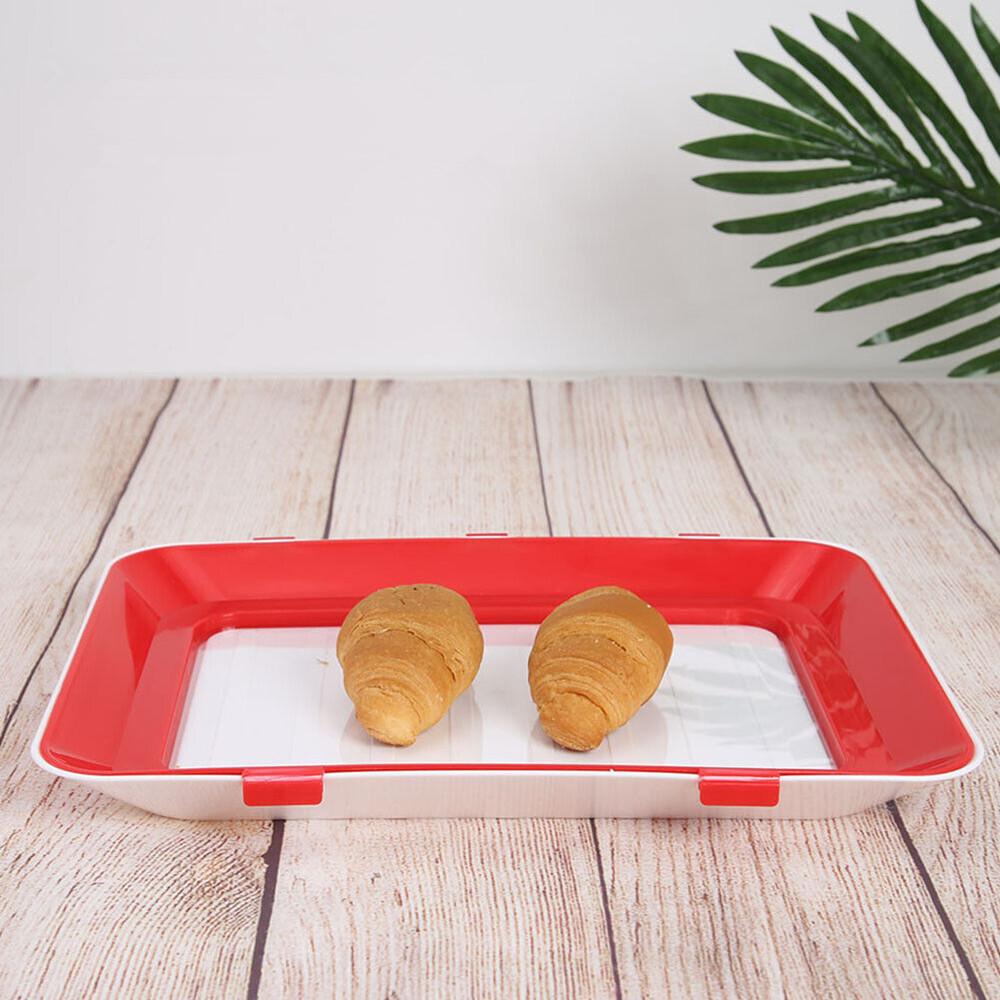 1Pcs Red Reusable Food Preservation Tray Storage Food Fresh Keeping Kitchen Tool