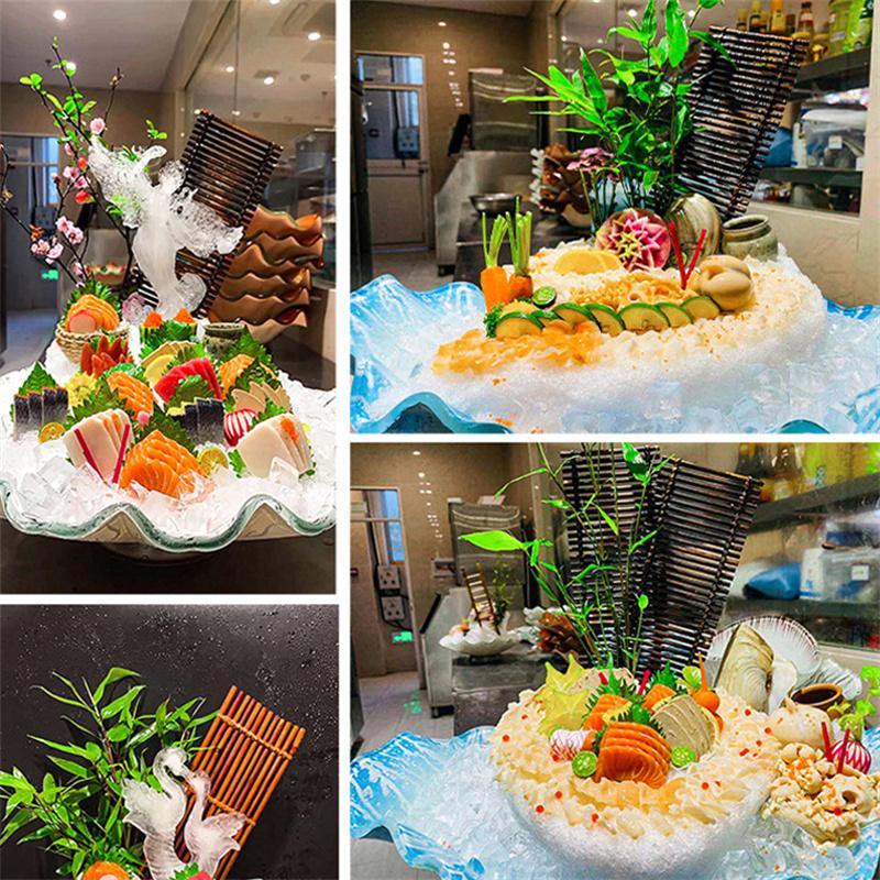 Japanese Material Placement Plate Decorative Sashimi Bamboo Chops Bamboo Fence Seafood Pose Props Decorations and Ornaments