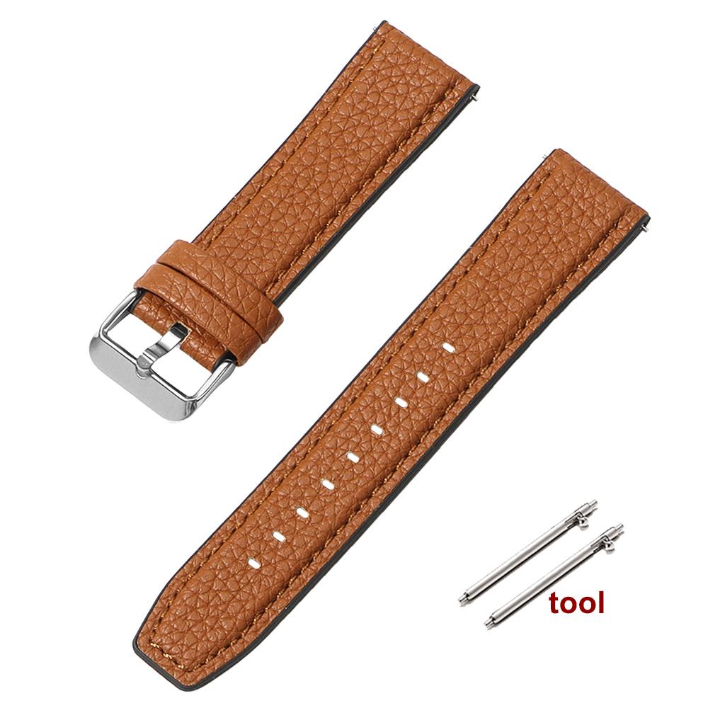 Lychee Pattern Watch Strap 20mm 22mm Quick Release Wristband for Samsung Galaxy Watch 3 Active2 40 44mm Huawei Watch Gt 2 Bands