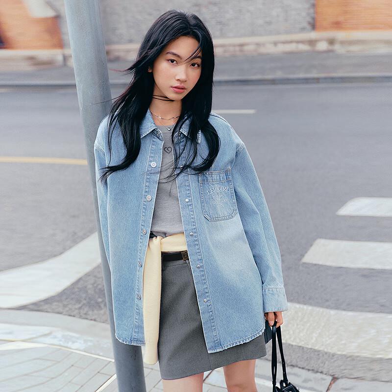 

LEDIN Корейская Сладкая Джинсовая Куртка-Рубашка M