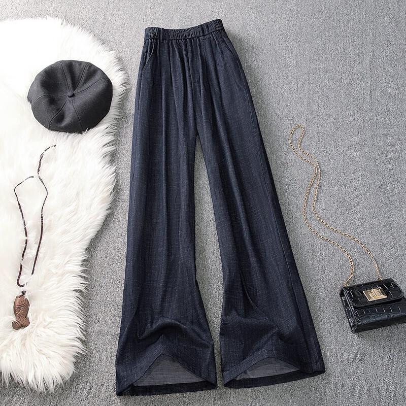 

Women s Elastic Waist Loose Wide-Leg Pants L