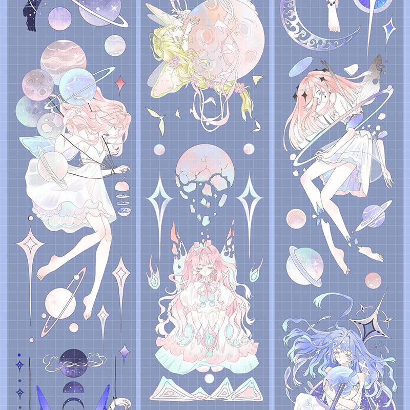 Journal Washi Pet Tape Shell Light Craft, Falling Planet Oktape 1 roll