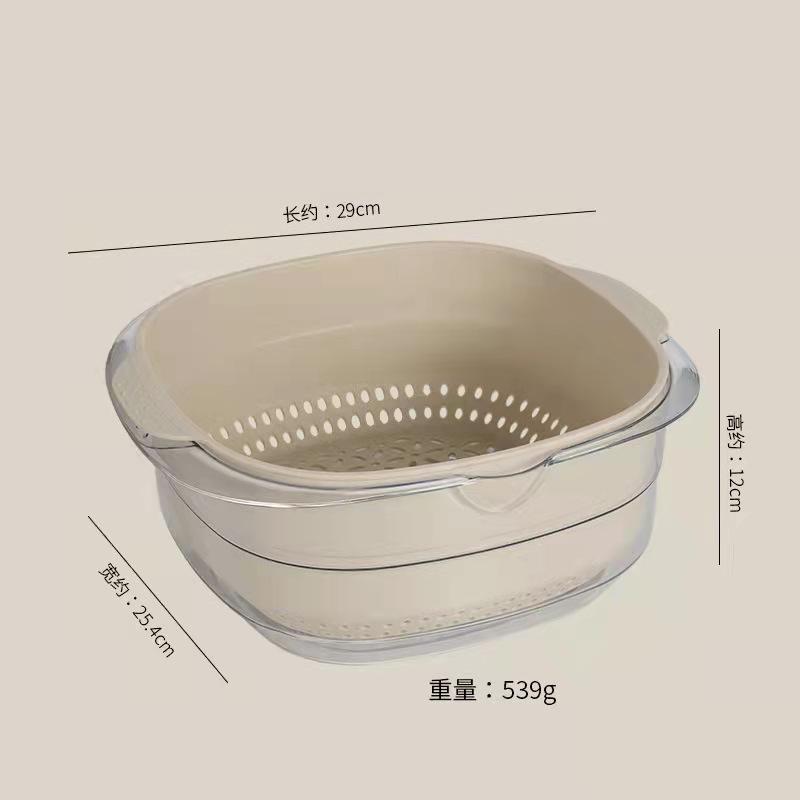 

Double Layer Plastic Colander Basket Kitchen Washing Fruit Vegetable Straine Washing Rinsing Soaking Vegetable Food Basket белый
