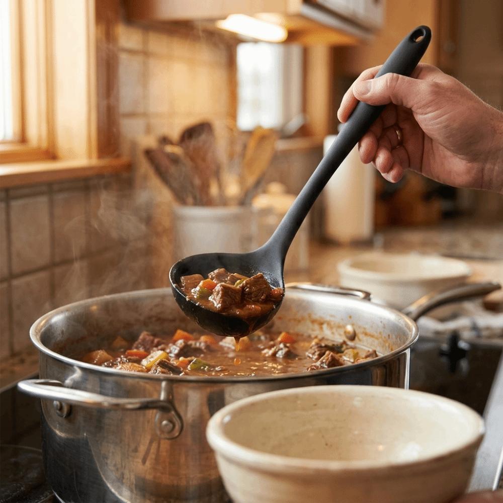 2pcs High Temperature Resistant Cooking Ladle Arc Smooth Sauce Scoop Kitchen Utensil Kitchen