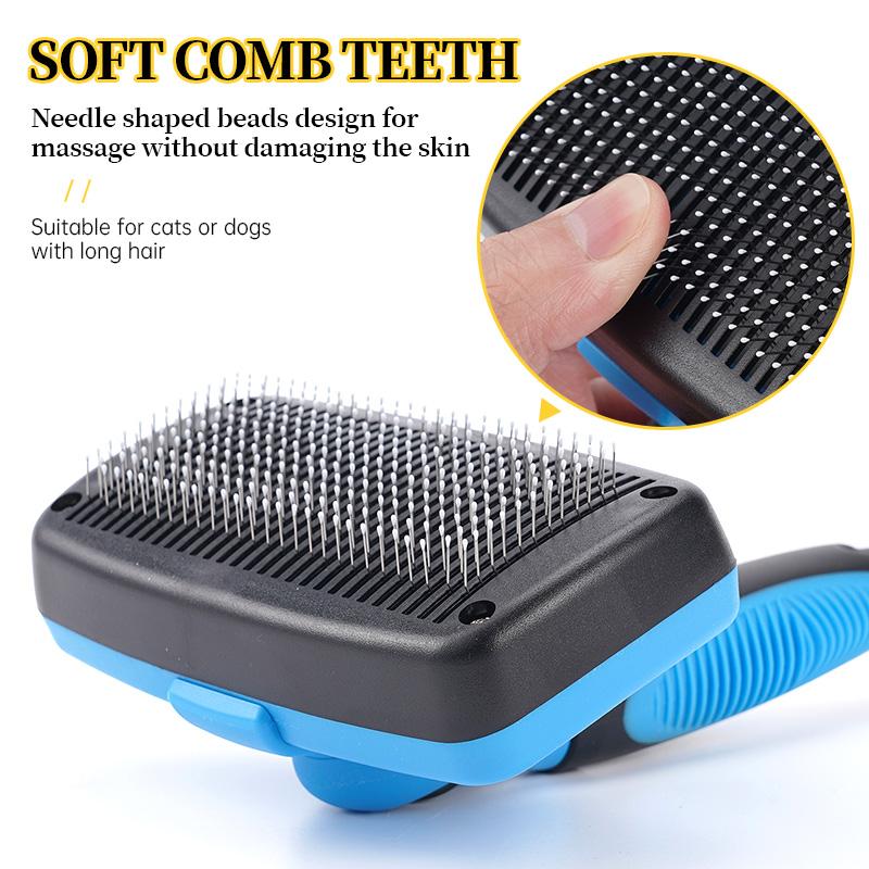 Self cleaning Pet Slicker Brush Plastic12cmWide One Button Hair Release for Dog Cat Shedding Floating Fur Home Grooming Supplies