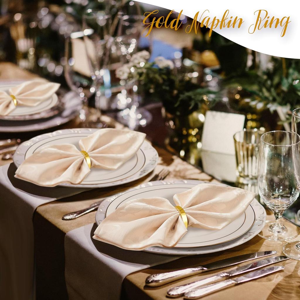 6-Piece Gold Semi-Circle Matte Metal Napkin Rings - Elegant Table Decor for Weddings Christmas Dinner Parties  Gifts