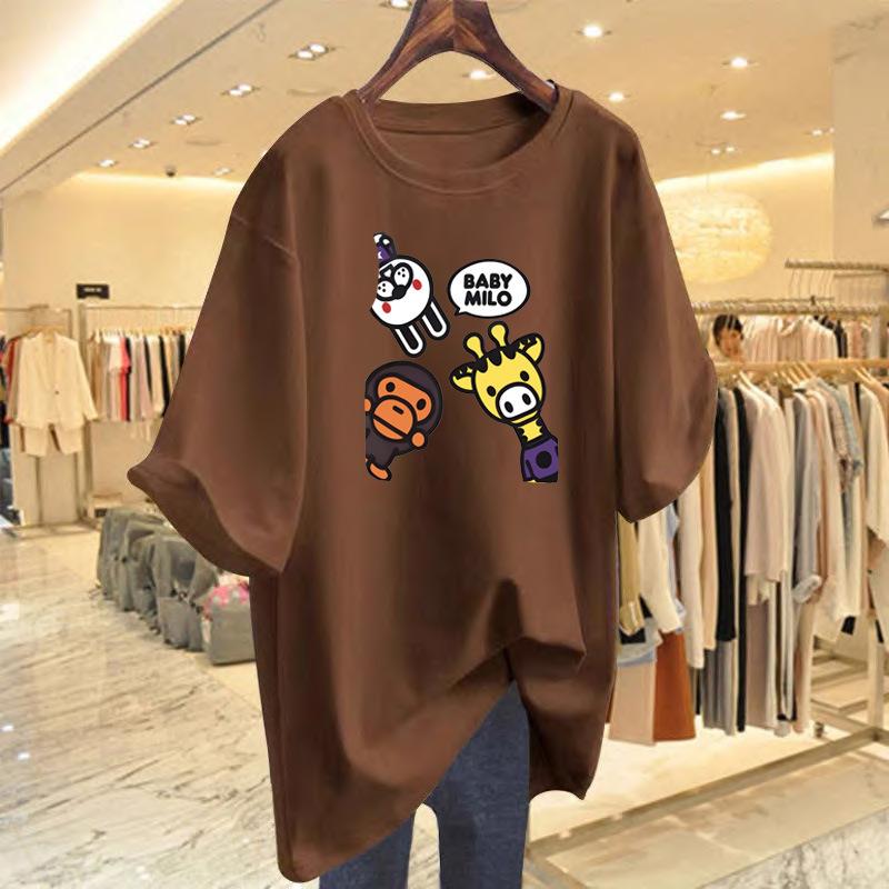 

Cotton short-sleeved T-shirt men s and women s summer wear 2025 new cartoon ins half-sleeved top trendy XXXL