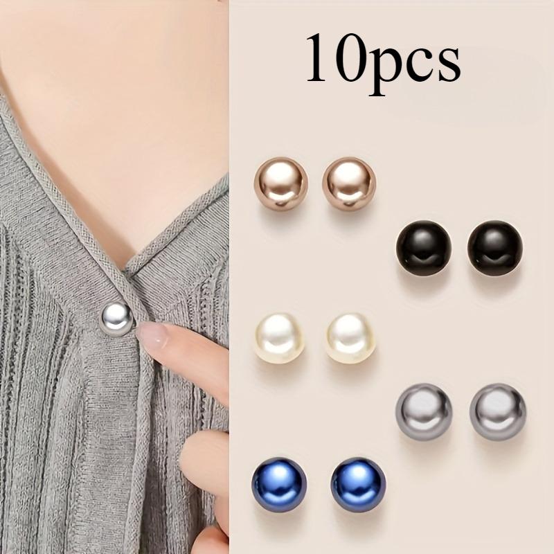 10pz Spille con Bottoni Perla, Copribottoni Decorativi di Sicurezza Fai da Te per Scarpe, Cappelli, Borse, Sciarpe, Spilla Fissaggio Colletto