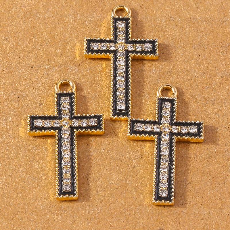 10pcs 24*11mm Crystal Rhinestone Cross Charms Pendants for Necklace Earrings DIY Handmade Jewelry Making Accessories