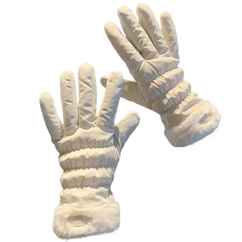 Gloves Women'S Season Warm Touch Screen Driving Riding Fleece Thickened Windproof Cotton Gloves Luggage