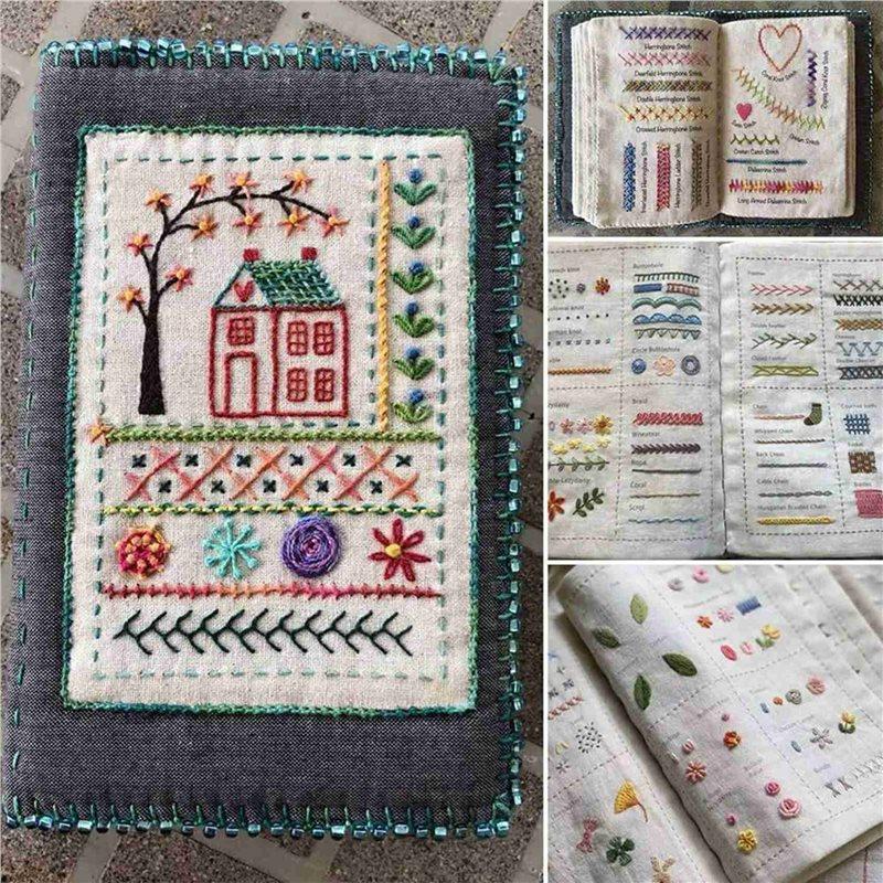 2X DIY Stitch-Book, Stitch-Book Embroidery, With 24 Bundle Embroidery Floss Set, 86 Sewing Patterns