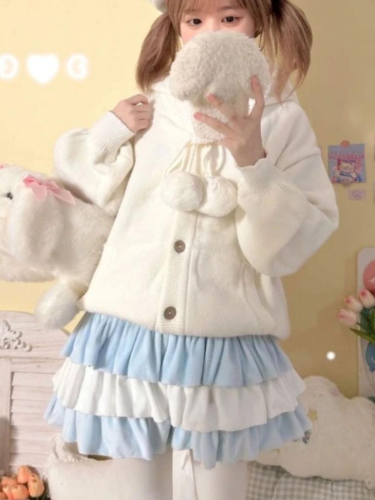 Cute Ruffled Mini Skirt Women Japanese Style Kawaii A-line Short Skirt Contrast Color Patchwork Skirts Y2k Clothing Harajuku