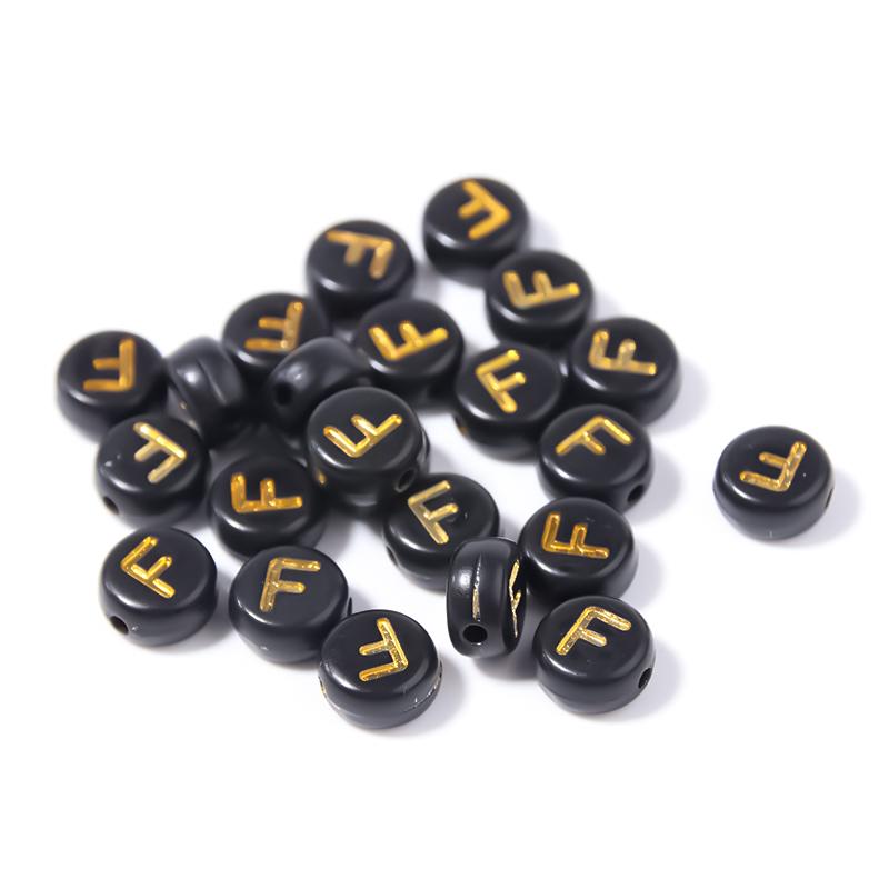 100pcs Black Color Acrylic Letter Beads A-Z Round Flat Alphabet Spacer Bead for Jewelry Making DIY Bracelet Necklace Charms