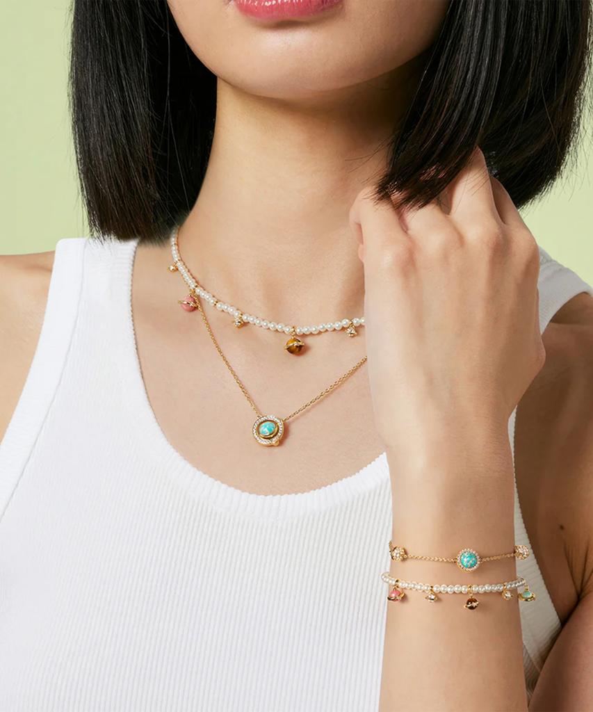 Lola Rose Heliocentric Multi Gemstone Pendant Women'S Pearl Bracelet