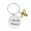 Stainless Steel Keychain with Engraved Bee Pendant - Perfect Teacher's Day or Graduation Thank You Gift