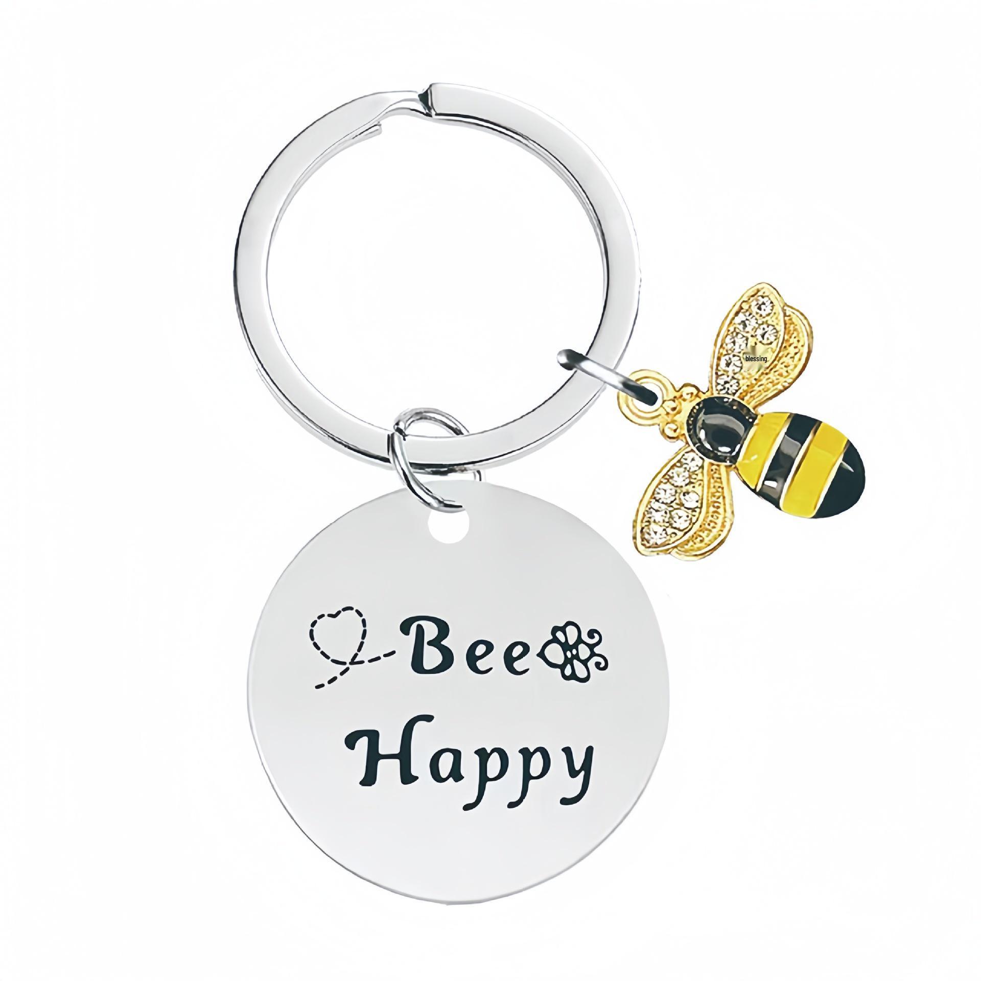 

Bee Engraved Keychain - Inspirational Thank You Gift for Teacher s Day or Thanksgiving