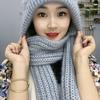 Hat and scarf integrated thickened snow hat autumn and winter new squirrel plush woven women's thermal hat