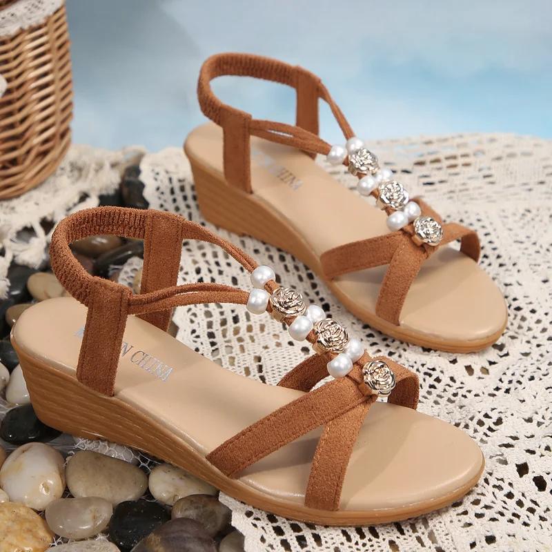 Fashion Chunky Platform Women Sandals New Peep Toe Solid Color Wedge Ankle Buckle Non Slip Gladiator Shoes Woman Sandalias Mujer