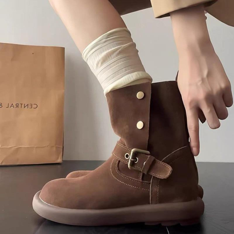 Retro versatile heightening boots women s autumn and winter new two-wear short western boots Maillard brown short boots 40 темно-коричневого