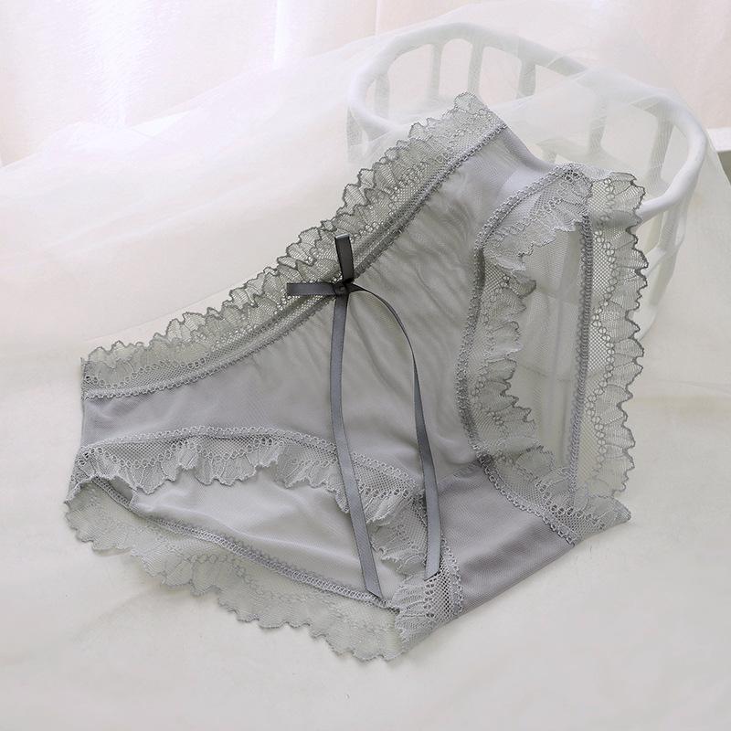 Women's Summer Thin Ice Silk Cotton Crotch Breathable Non Trace Middle Waist Triangle Briefs