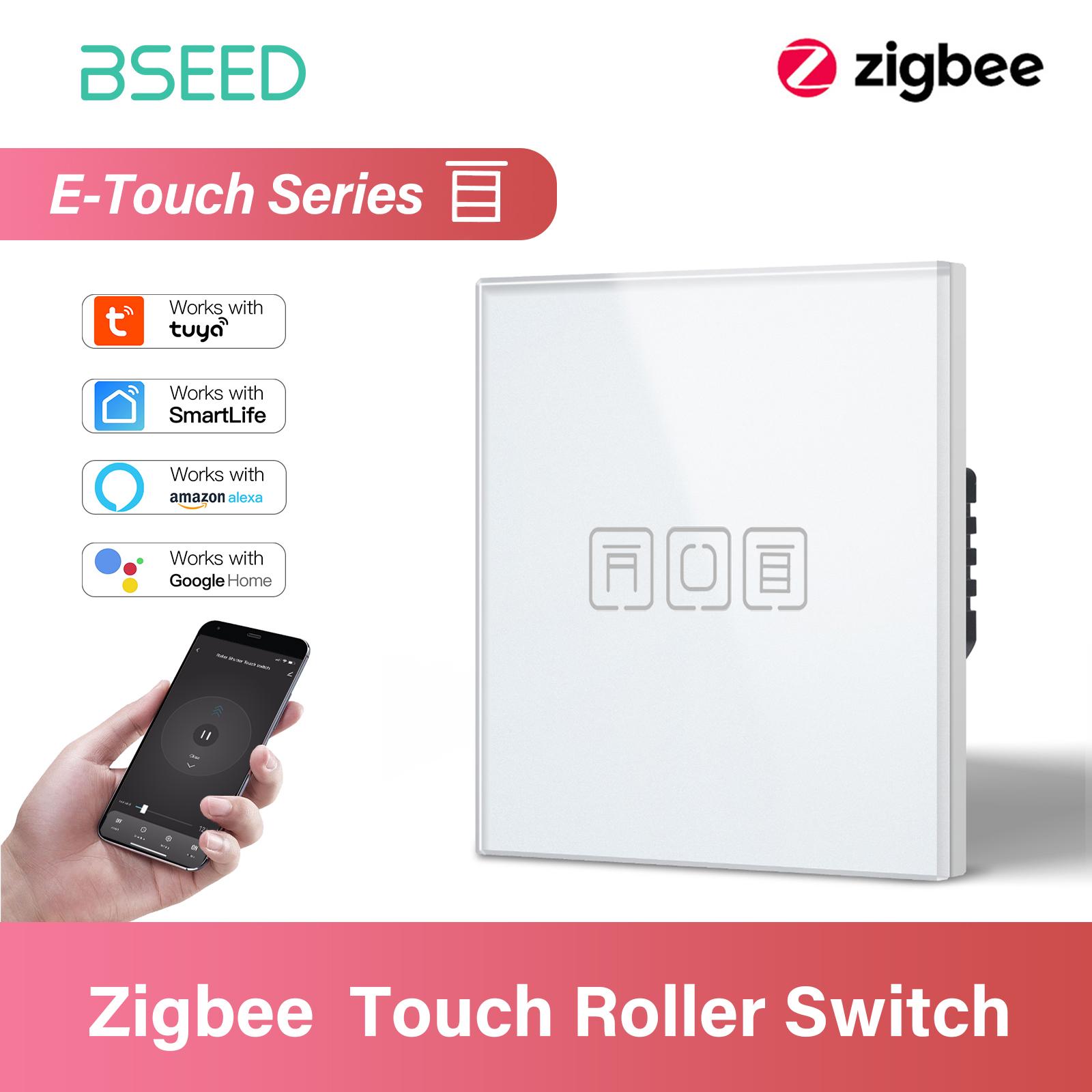 BSEED Zigbee Smart Blind Switch Electric Roller Shutter Switch With EU Socket USB Type-C Port Tuya Alexa Smart Life App E Series Zigbee&EU standard