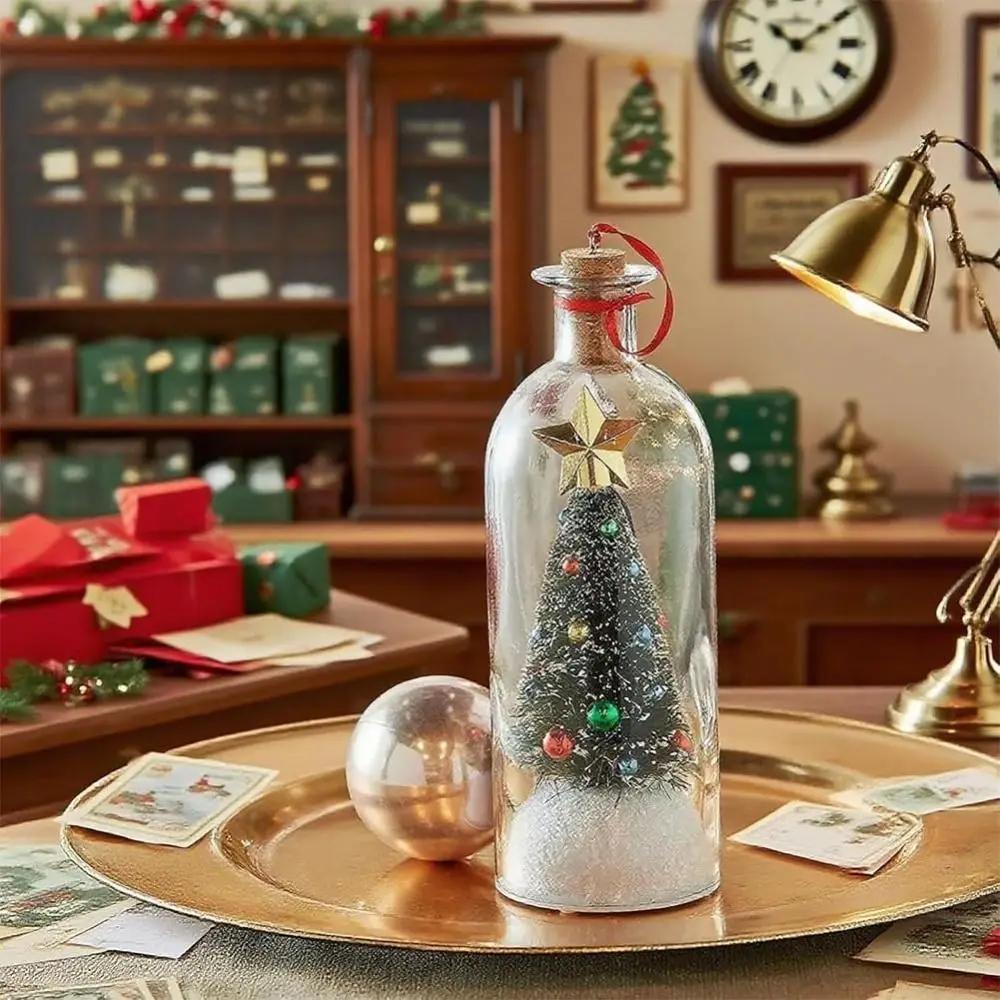 Recordable Christmas Tree Message Bottle Xmas Holiday Keepsake Christmas Props Snowy Scene In Nostalgic Bottle