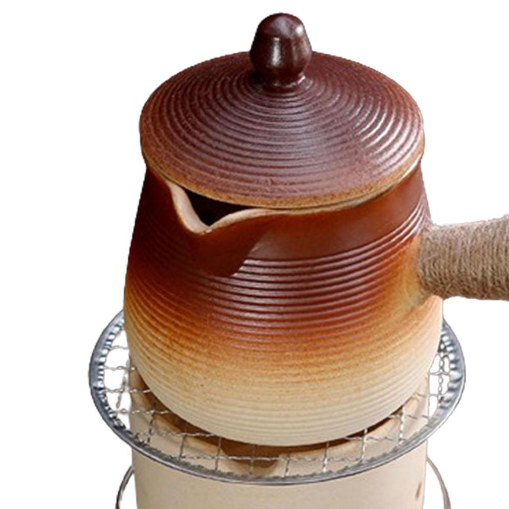 Ceramic Teapot and Stove Tea Maker Blooming and Loose Tea Leaf Kettle Porcelain Tea Pot with Rope Wrapped Handle for Hotel