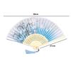 Flower Pattern Classical Folding Fan Tassel Cloth Art Chinese Style Fan Wooden handle Retro Classical Dancing Fan