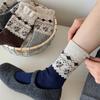 Female Autumn and Winter Thickened Warm Collision Color Flower Wool Tube Pile Socks