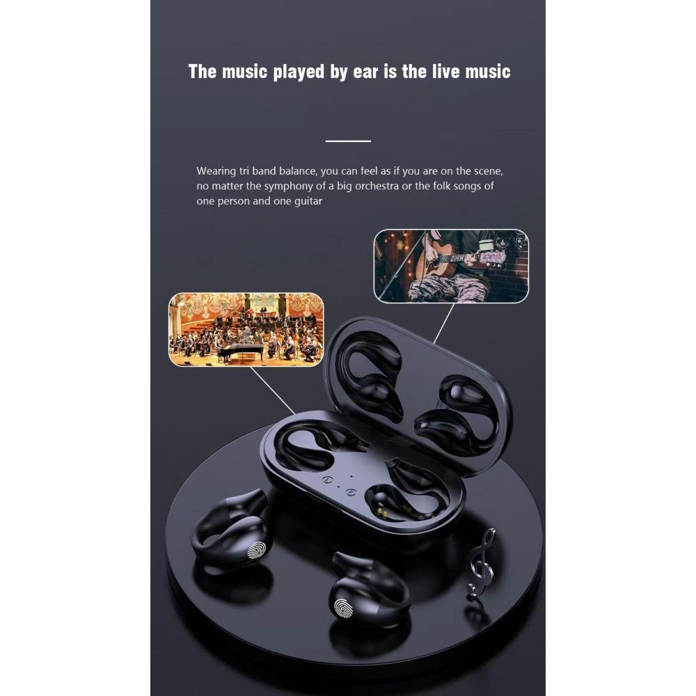 Kabelloses Ohrclip-Headset, Mini-BT-Headset zum Radfahren, Fahren und Laufen, Design mit offenem Ohr, Digitalanzeige, HiFi-Klangqualität