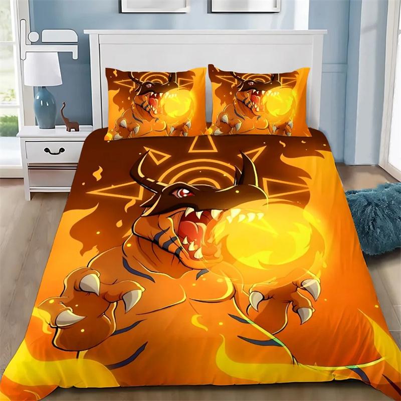 Cartoon Cover Pillowcase Bedding Set D-DigimonS Greymons Adult Boy Girl Bedroom Decoration Children Single Double Large Size