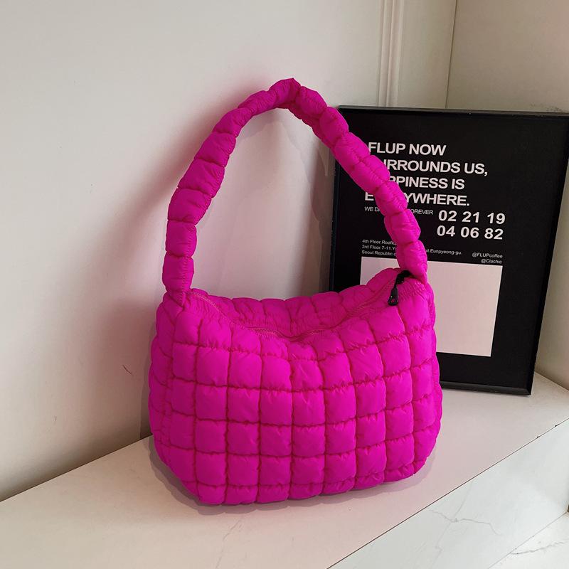 Trendige einfache Diamant-Baumwollkleidung Handtasche Tasche Damen neue Mode Retro Tote Bag Große Kapazität Personalisierte Achseltasche