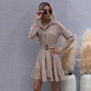 YYFS Women's Fashion Summer Spring Solid Color Print Long Sleeve POLO Neck Casual Dresses