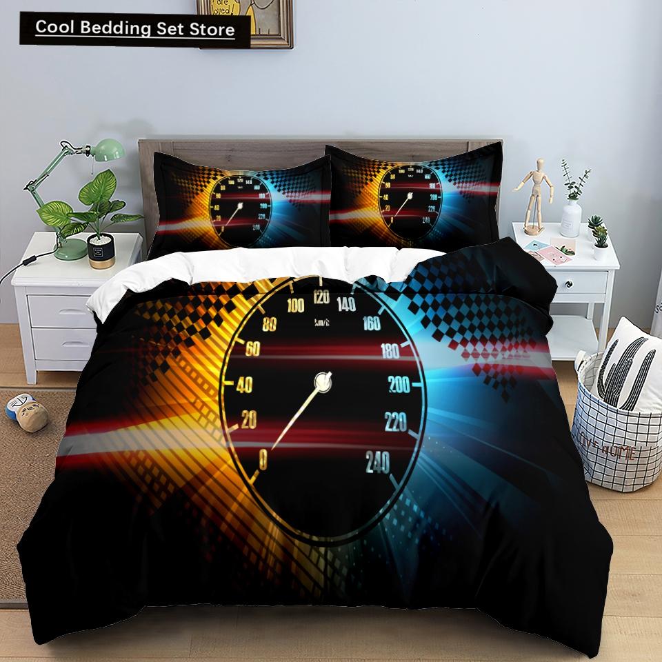 3D Car King Queen Duvet Cover Vintage Lightweight Train Bedding Set for Teens Adult Racing Supercar 2/3pcs Polyester Quilt Cover