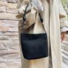 Large Capacity Women's Suede Handbag with Letter Pattern Magnetic Buckle Velvet PU Underarm Bag Retro Korean Style