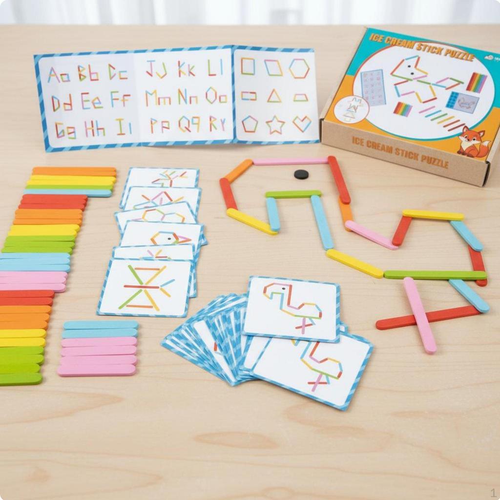 Wooden Flavored Ice Puzzle HandEye Coordination Shape and Number Learning Sticks Develops Fine Motor
