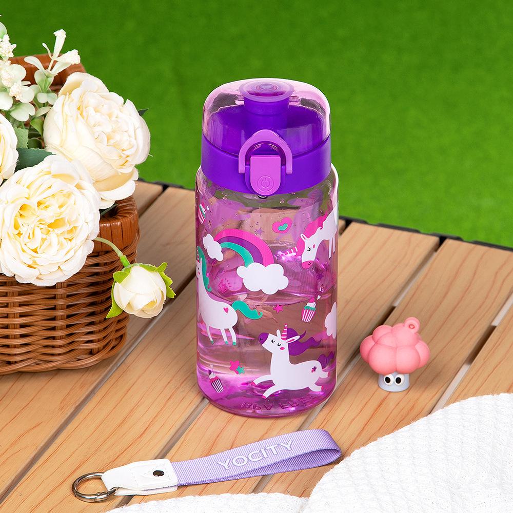 18.6oz Leakproof Cartoon Water Cup Portable Water Bottle With Rope Easy-to-Carry For Outdoor Travel Back to School Essentials