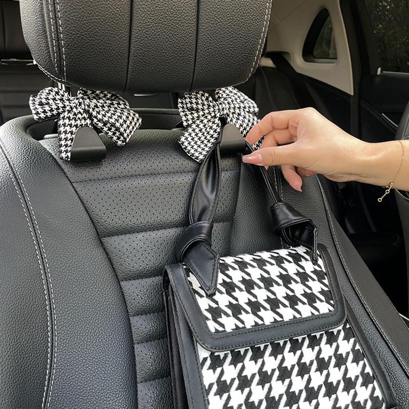 1Pc Car Seat Back Hook Polka Dot Bow Hanging Holder Car Storage Hanger Interior Accessories Female Automobile Practical Hook