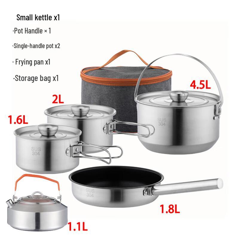Miss Yizi 5-Piece Stainless Steel Camping Cookware Set 5-Piece