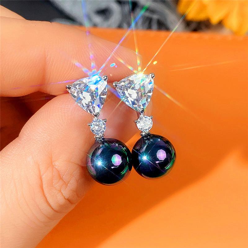 Orecchini Pendenti A Goccia HAISWET Con Perla Simulata E Zirconia Cubica, Argento, Eleganti Gioielli Da Sposa