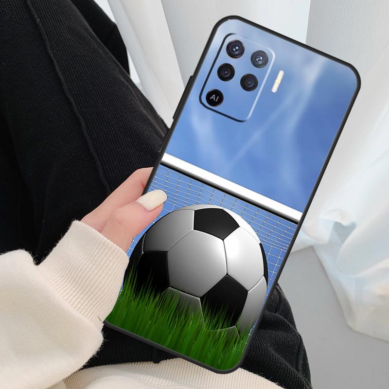Football Soccer Ball Case For Oppo A17 A57 A77 A40 A78 A54 A74 A94 A76 A16 A96 A18 A60 A80 A38 A58 A98 A15 A5 Pro
