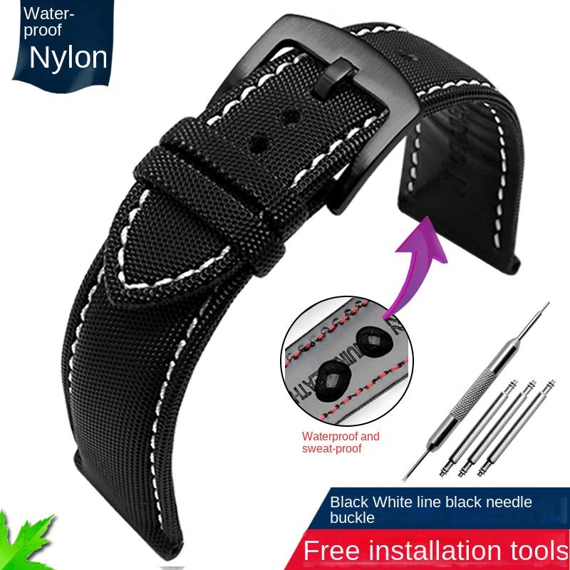 Fiber Nylon Leather Watchband For Tudor Mido Tag Heuer Citizen Seiko Huawei Male Canvas Watch Strap Waterproof 20 21mm 22mm 23mm