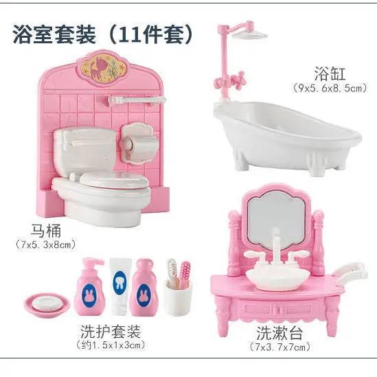 Cute Kawaii Pink Miniature Dollhouse Furniture Accessory Kids Toy For Kidss Kitchen Cooking Things For Girl Gifts