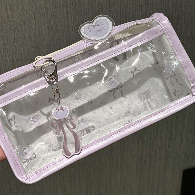 Cute Cartoon Translucent Pencil Case Double Layer Large Capacity Stationery Storage for Kids Students Art Class School Use