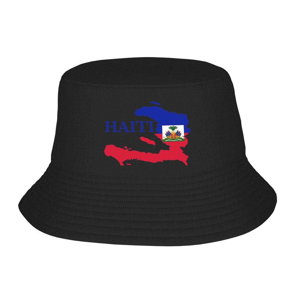 Haiti Grunge Flag Bucket Hat For Woman Beach Floppy Hat Casual Lightweight For Outdoor Sport Fishing Hat Bob Hat